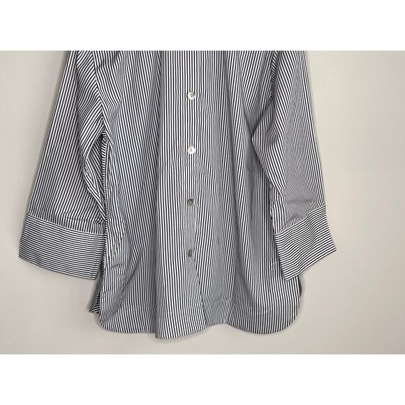 Hinson Wu Aileen Striped 3/4 Sleeve Button Back Popover Shirt Black/White 14 NWT - Picture 11 of 12